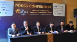Konferensi Pers CSA Awards 2023, yang digelar di Menara 16, Jakarta, Kamis (23/11/2023) (HELLO.id / Idris Daulat)