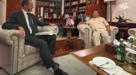 Duta Besar (Dubes) Inggris untuk Indonesia Dominic Jermey mengucapkan selamat kepada calon presiden Prabowo Subianto. (Dok. Tim Media Prabowo)