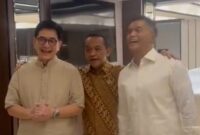 Menteri Energi dan Sumber Daya Mineral (ESDM) Bahlil Lahadalia bersama Ketua Umum Kadin 2021-2026 Arsjad Rasjid, dan Ketua Umum Kadin hasil Munaslub 2024 Anindya Bakrie. (Tangkapan Layar X.com @anasurbaningrum)