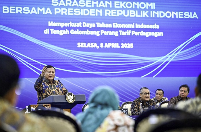 Presiden RI Prabowo Subianto dalam acara  'Sarasehan Ekonomi Bersama Presiden RI, Jakarta. (Dok. Setkab.go.id)